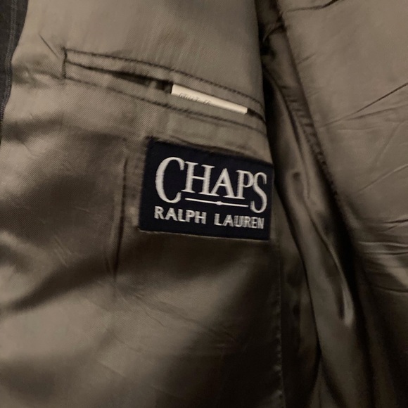 Ralph Lauren Chaps men gray pinstripe jacket wool peak lapels two inside pockets - Picture 7 of 9